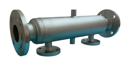 Vollverschweisster Rohrbündelwärmetauscher für Gas-Wasser Anwendung, direkt in die Gasleitung eingeb